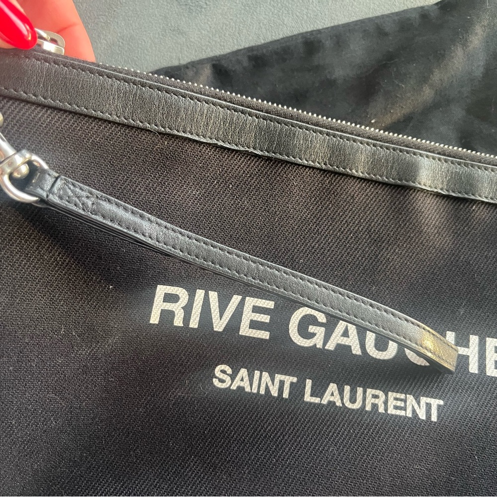 Saint Laurent Rive Gauche Canvas/ Leather Zip Pouch - Picture 7 of 9